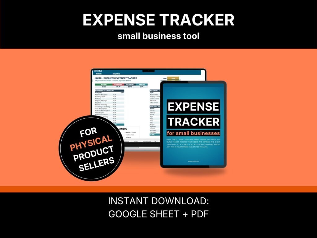 Handmade business spreadsheet open on a laptop showing profit and margin