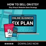 Online Business Fix Plan 22-page PDF guide shown on a laptop and tablet, open to the page where the reader writes down the one thing to fix