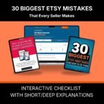 30 Biggest Etsy Mistakes guide shown on a laptop and phone, with the interactive progress tracker open beside it showing items marked To Do, Planned and Done
