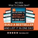 Seller Guide to Building a Bestseller in One Day — 30-page PDF shown on a laptop and tablet, open to the seven-step product research and build process
