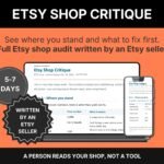 Etsy shop critique report cover: a personal audit showing where your shop stands and what to fix first.