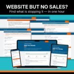 Make Your Website Sell check and guide open on a laptop, showing a list of website problems in the order to fix them